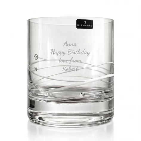 Personalised Diamante Crystal Whisky Glass Set
